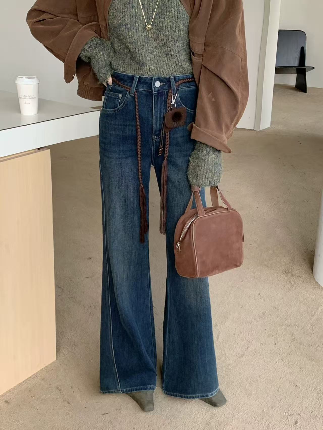  A-07【张】塑腿美形神裤高腰窄版直筒牛仔裤女秋冬款显瘦垂坠感