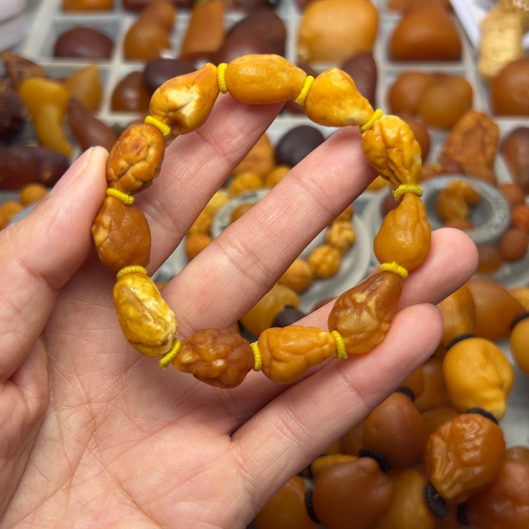琥珀裸石未镶嵌天然蜜蜡手串