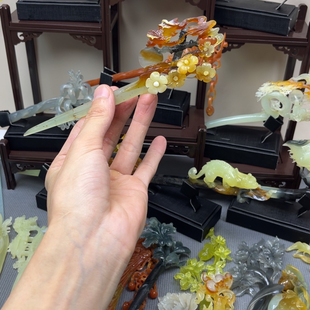 蛇纹石玉合金发饰