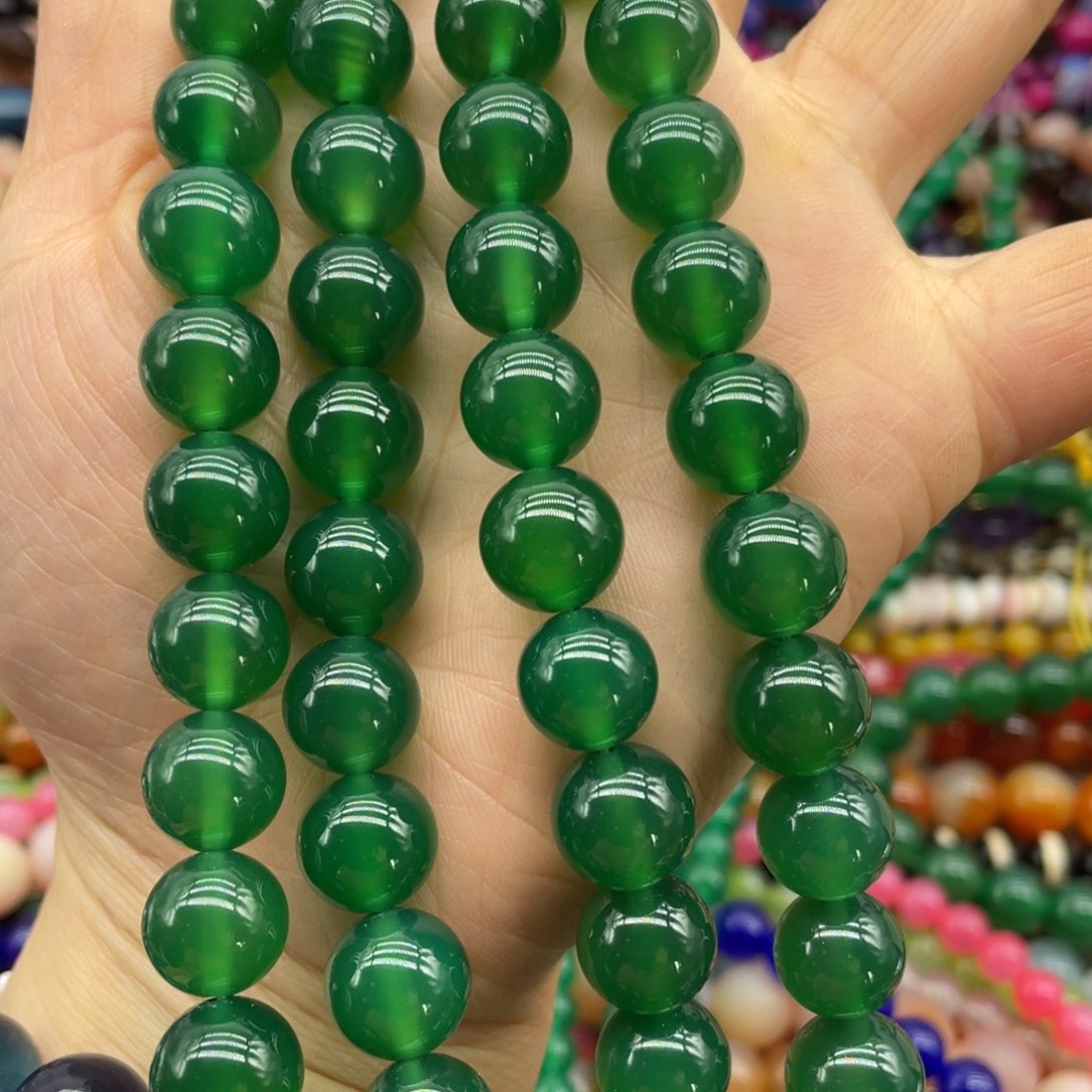 玛瑙/玉髓珠宝半成品未镶嵌绿玛瑙12m一条