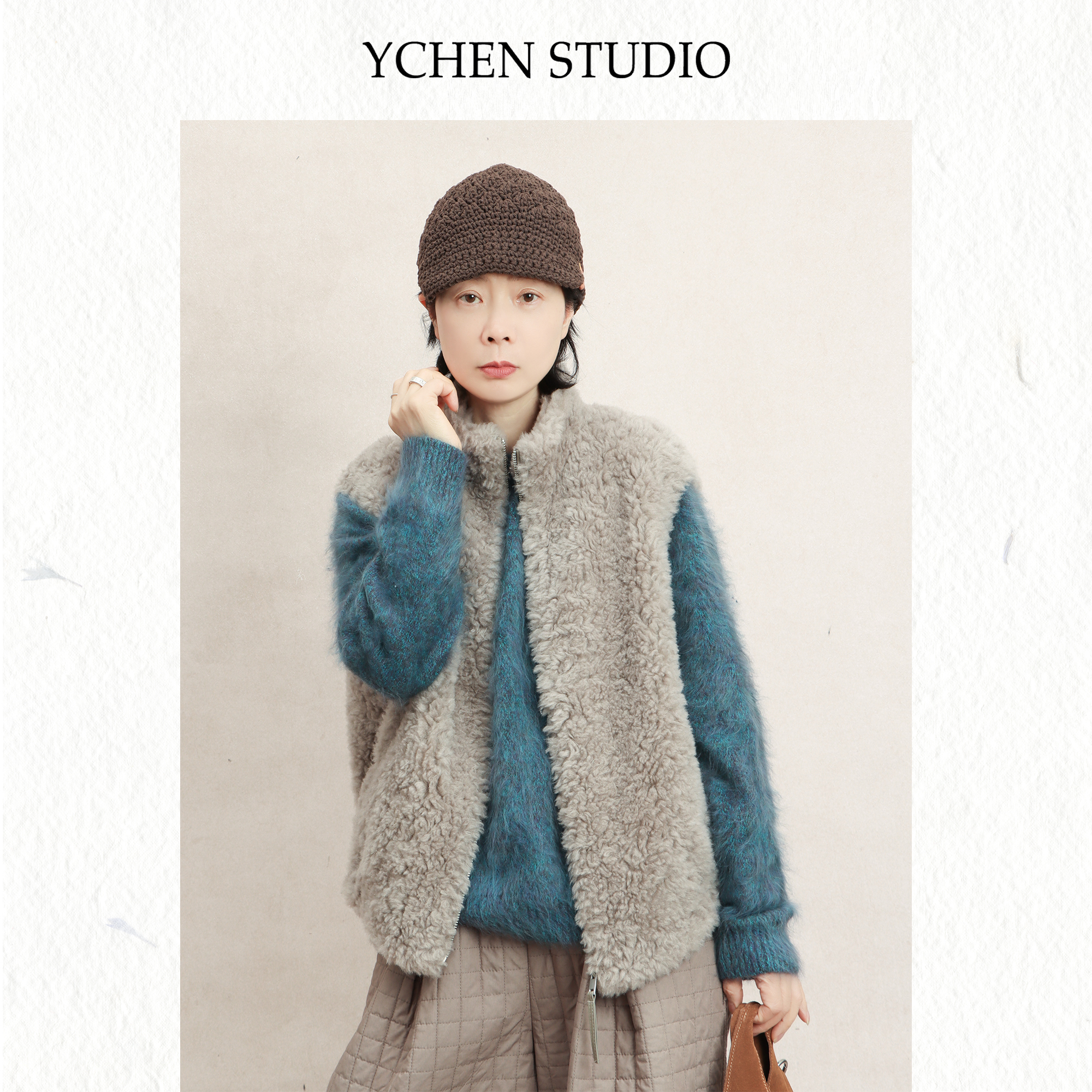 秀文~【巴塞尔初雪】冬季加厚羊毛保暖立领韩系拉链马甲CS2776YM