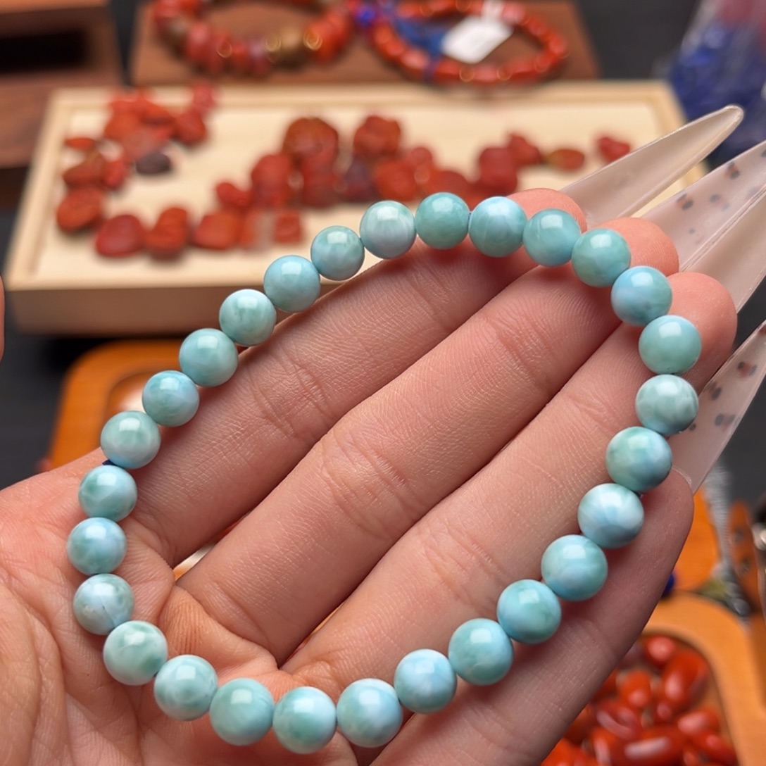 针钠钙石（海纹石）未镶嵌珠宝半成品9海纹石单圈卡7m