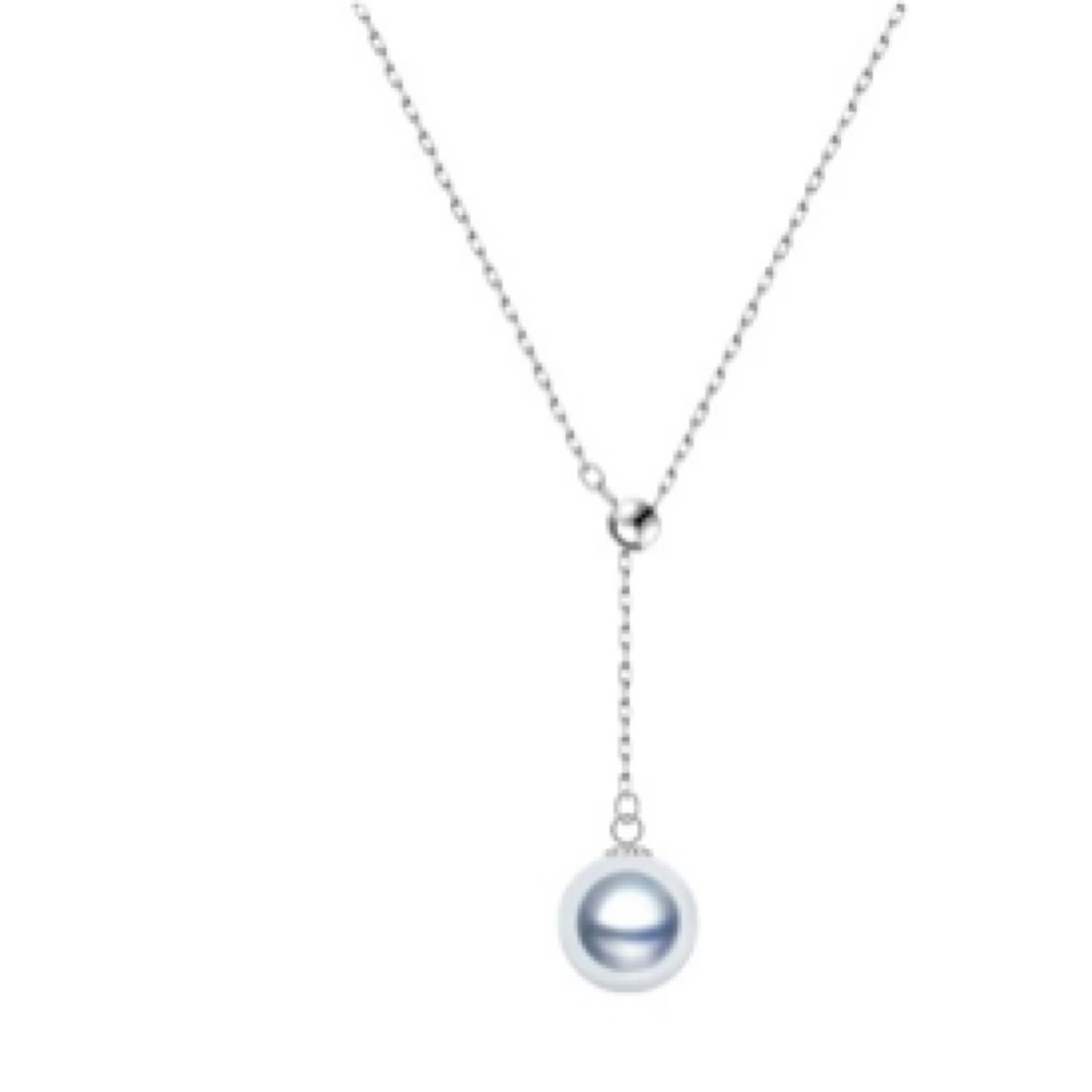 珍珠可调节锁骨链人鱼泪设计白色百搭强光链坠简约蓝色坠链经典