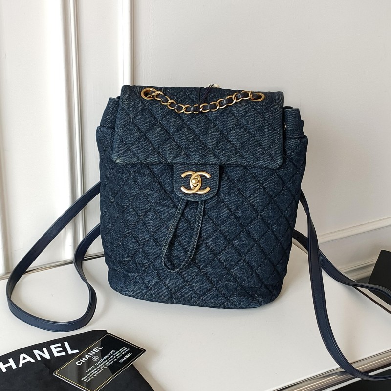 95新 Chanel/香奈儿 牛仔萨尔茨堡小号双肩包 52808