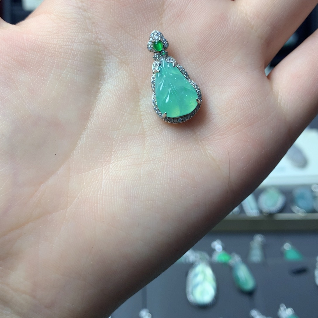 翡翠银S925镶嵌挂件