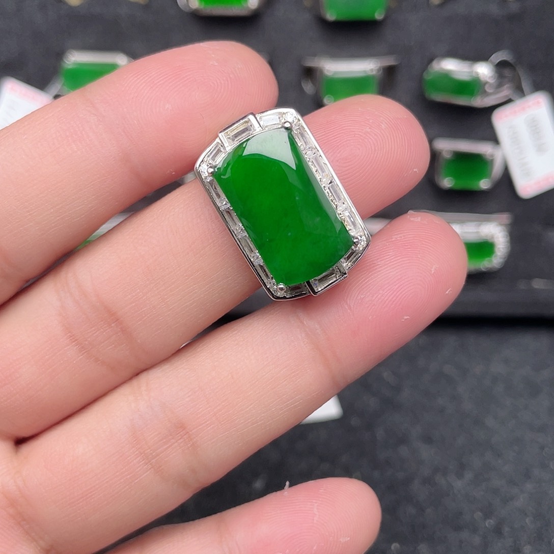 翡翠戒指银S925镶嵌大*编号2311