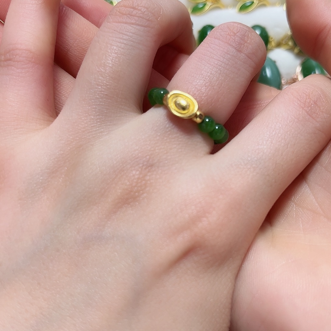 和田玉戒指银S925镶嵌