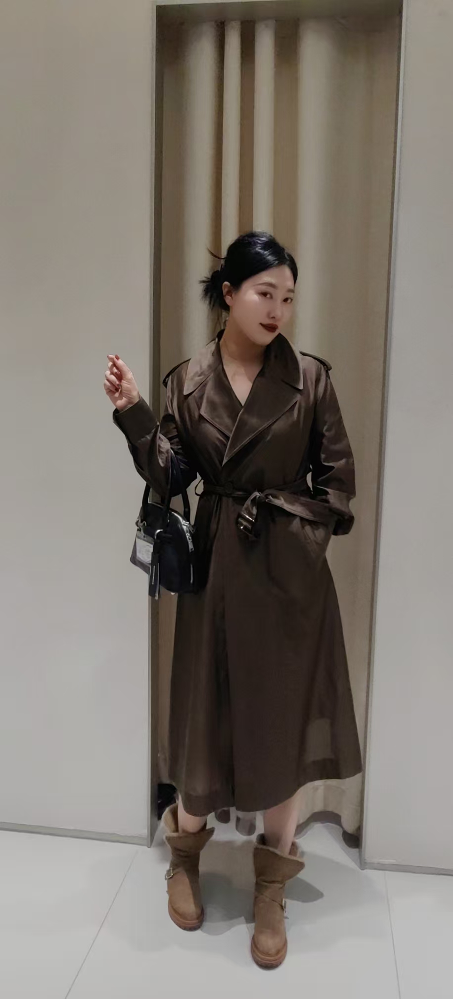 迪家时尚经典黑色饺子包