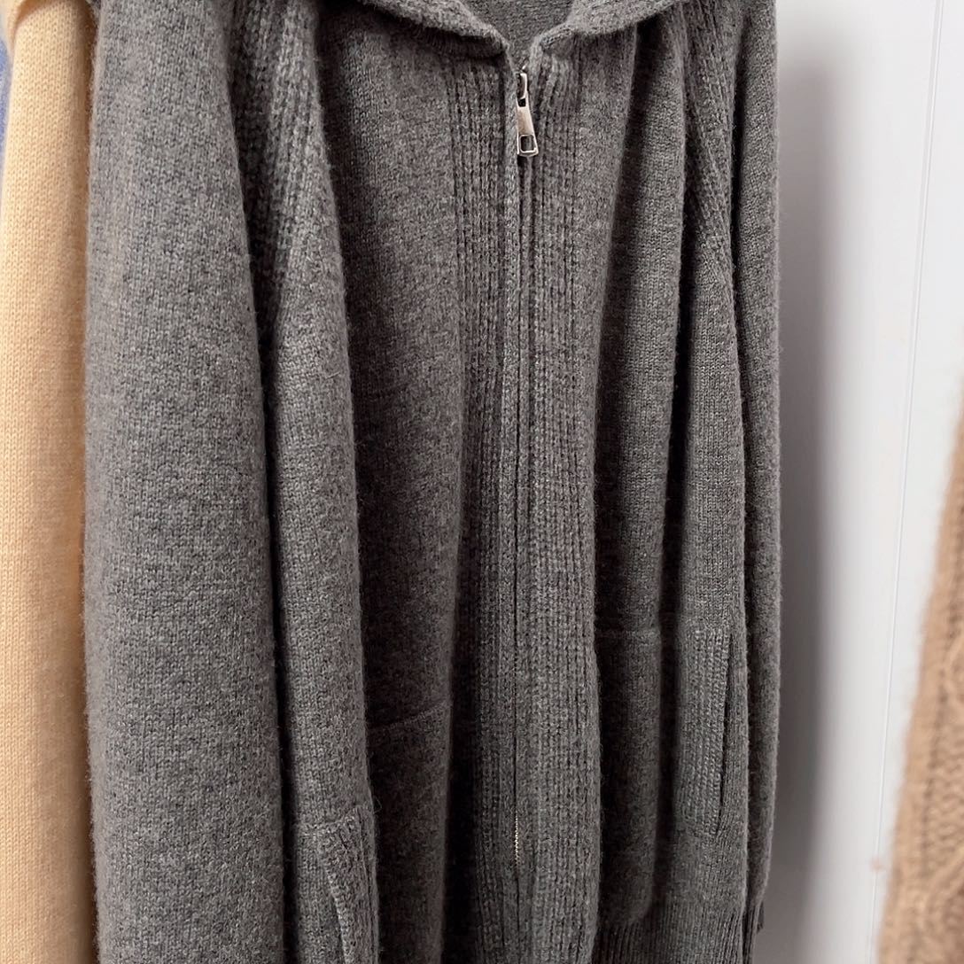 LP双拉链连帽羊绒开衫