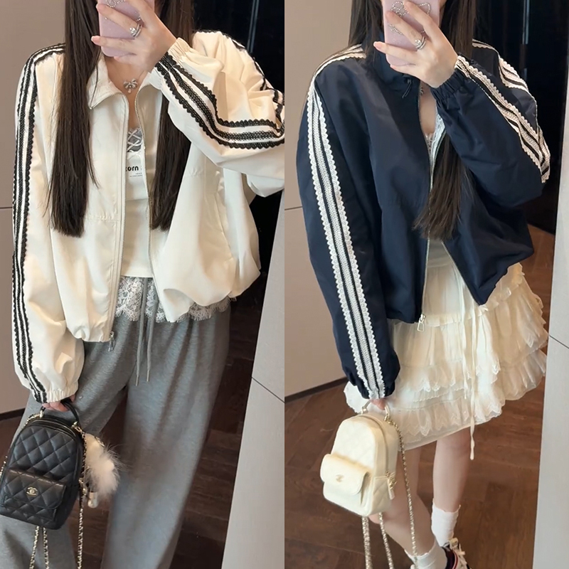 【mimius】&喵喵 甜酷蕾丝拼接夹克外套 G02318