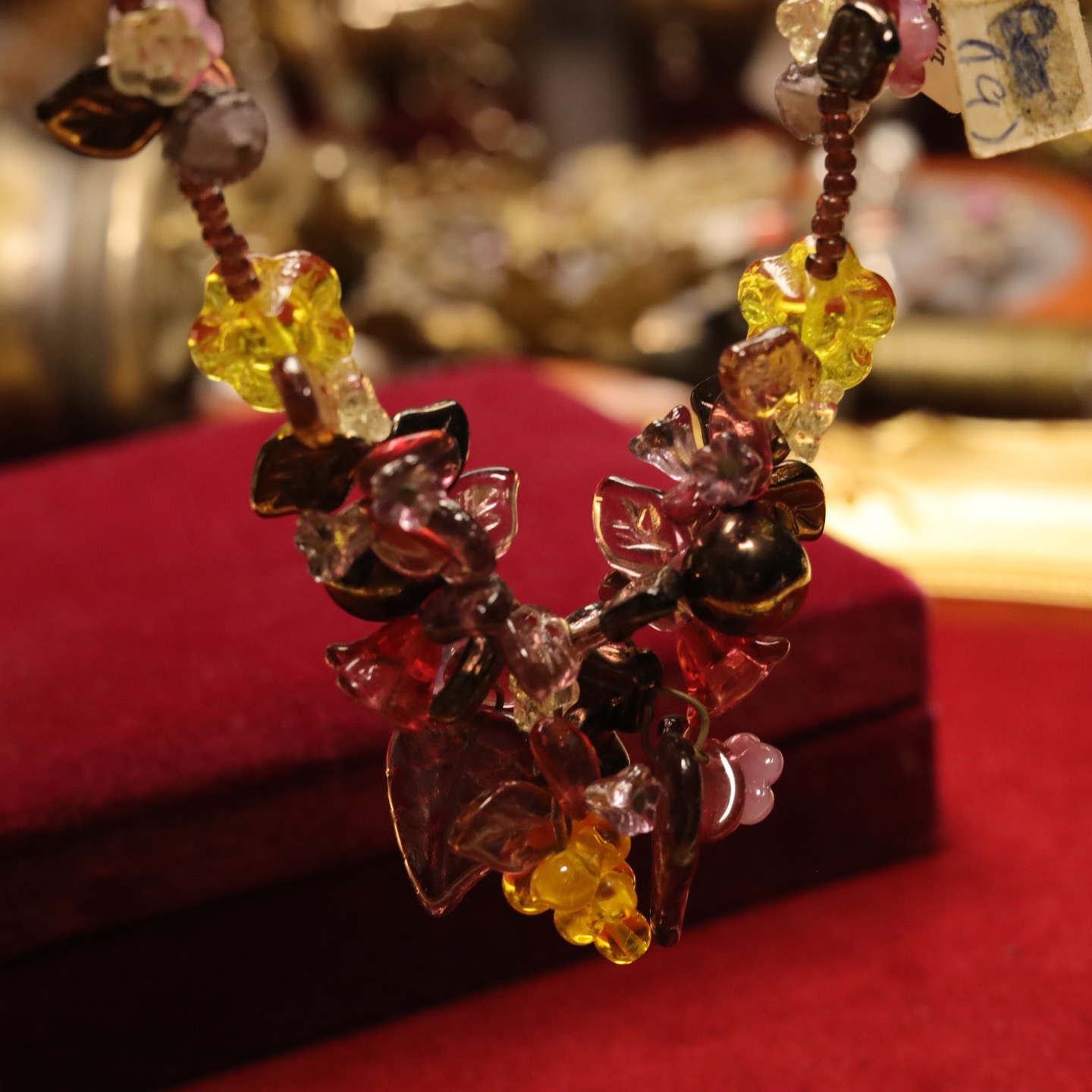 非金属玻璃项链 西洋回流/法产老琉璃花朵项链/孤品纯手工