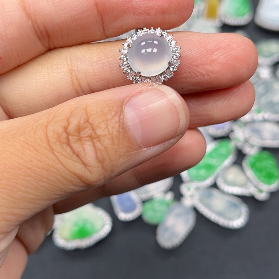 翡翠银S925镶嵌戒指