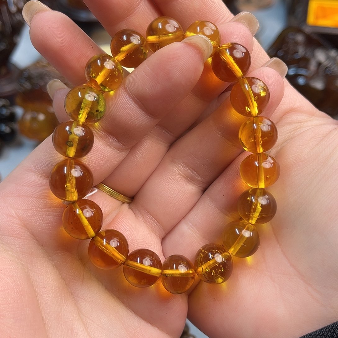 琥珀手链未镶嵌缅甸琥珀金珀手串11m