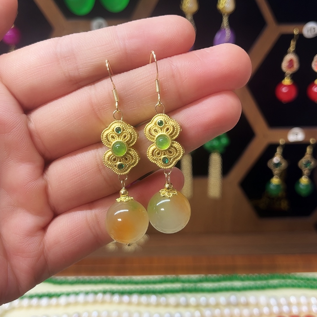 锆石纯铜925银耳饰