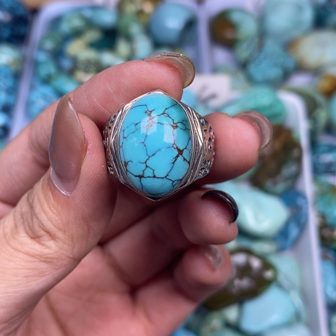 *****绿松石银S925镶嵌挂件