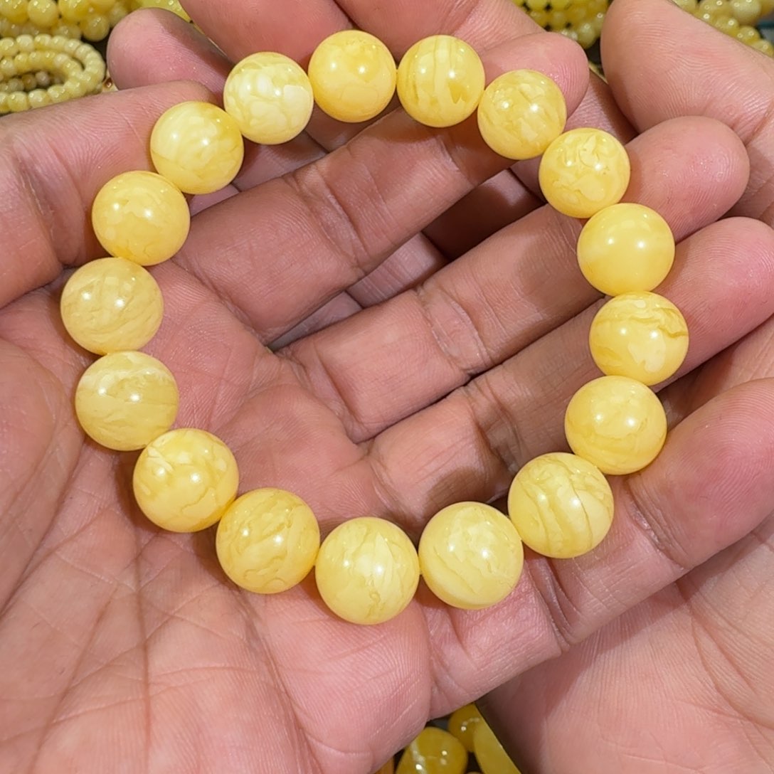 琥珀手链未镶嵌12.5m+虎皮花蜡手串19.3