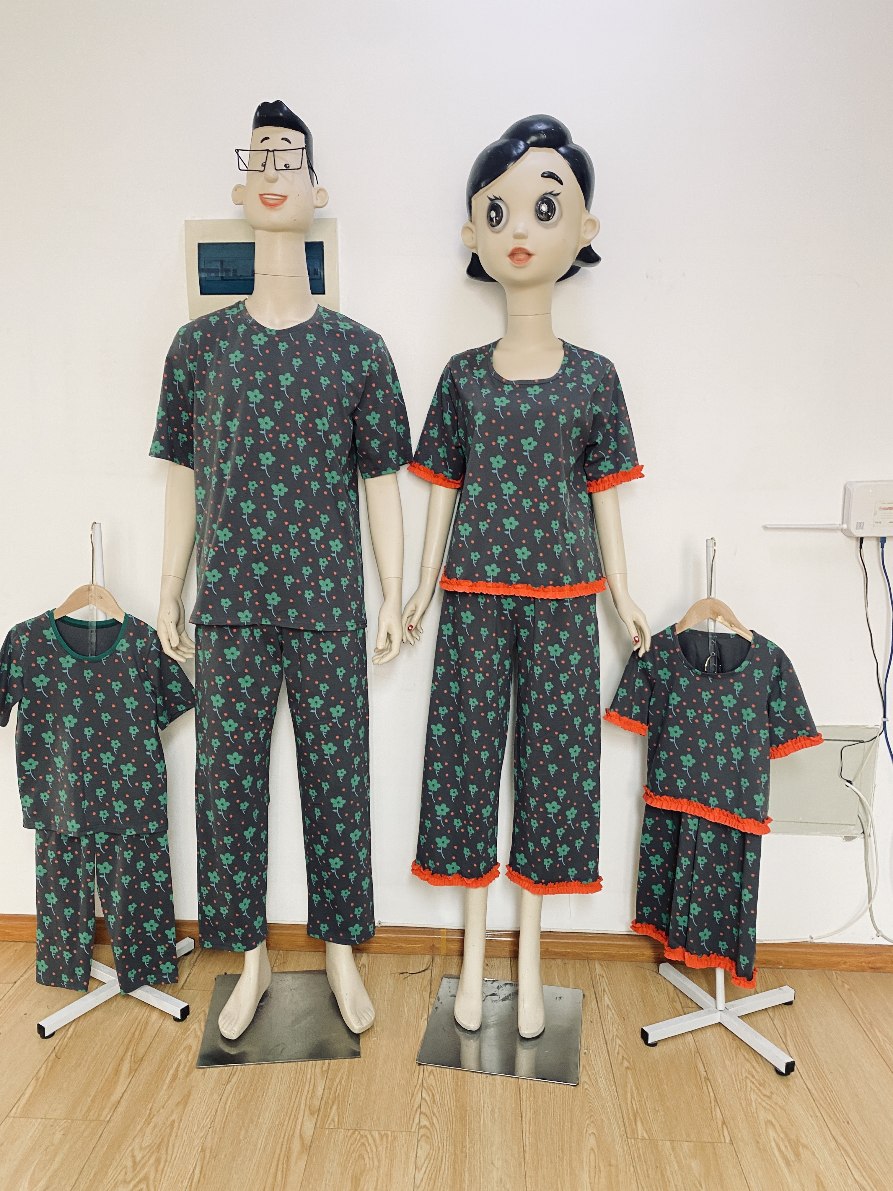 四面高弹莱卡棉家居服套装
