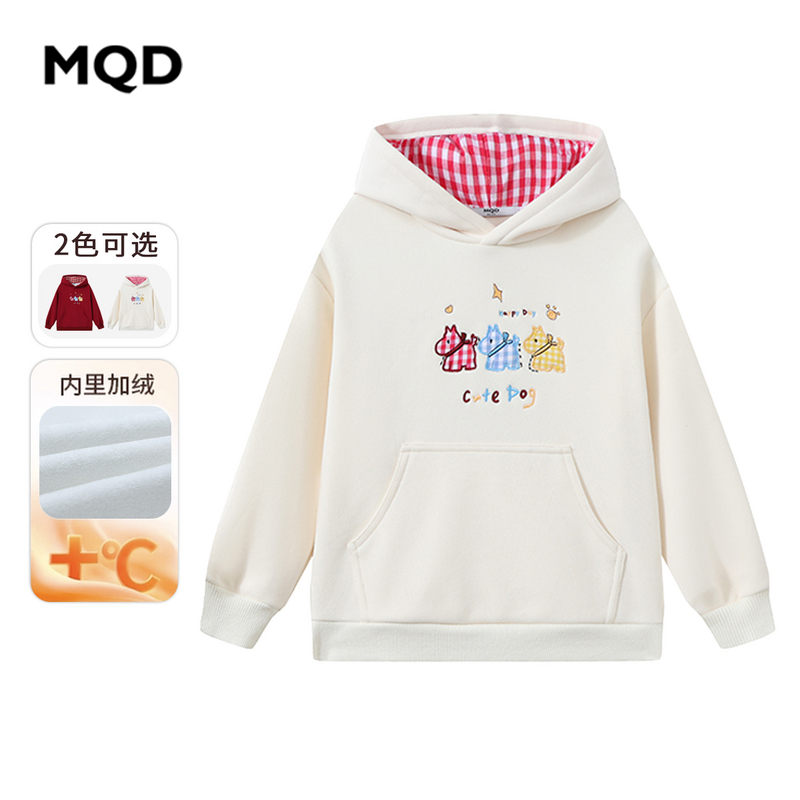 MQD女童25冬新款街潮学院风甜酷卡通加绒小马连帽卫衣MM25420603