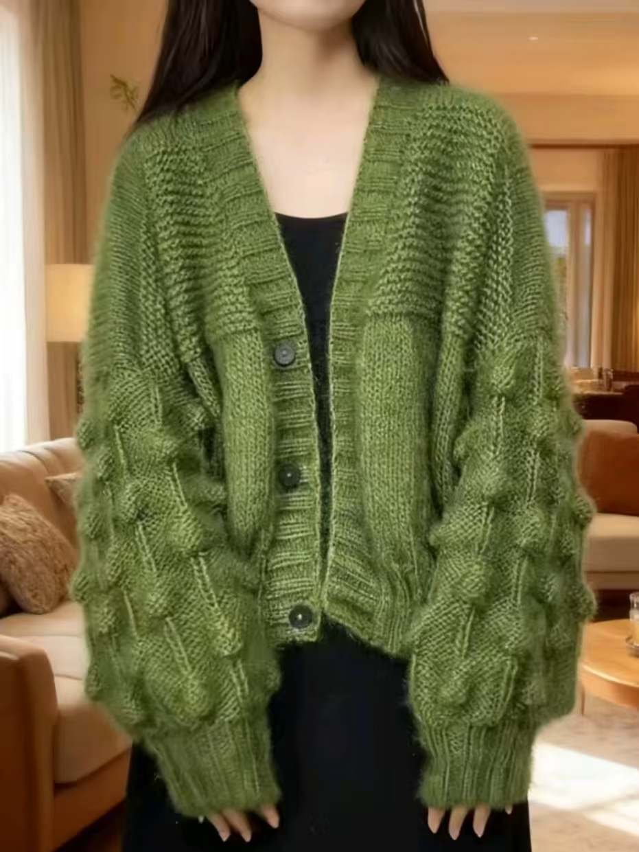 《泡泡开衫》星空凤羽羊毛线手染毛线手工diy毛衣外套凤羽绒3两大团