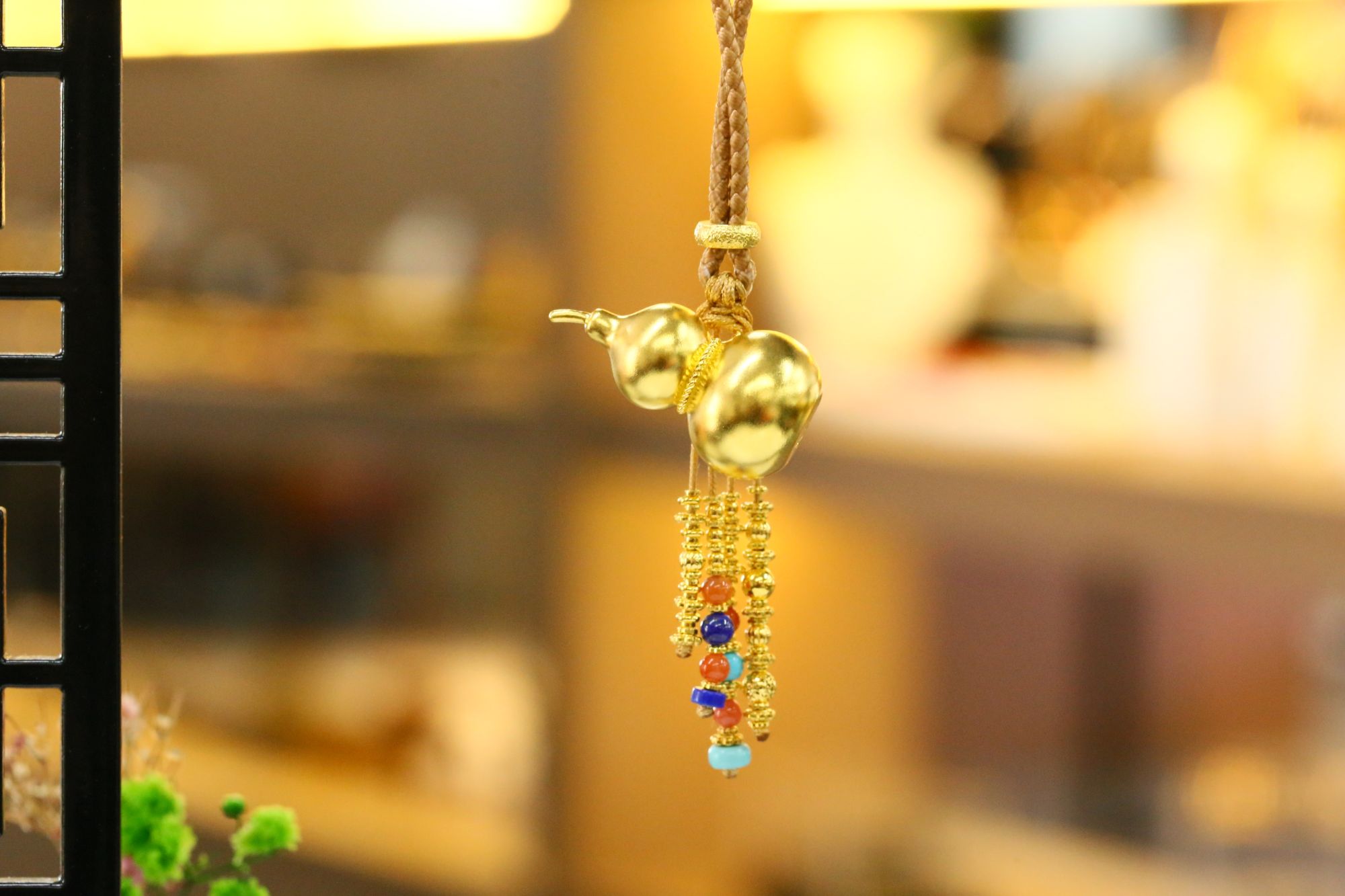 吊坠925银 银镀金（宫语福禄）砂面项绳项链