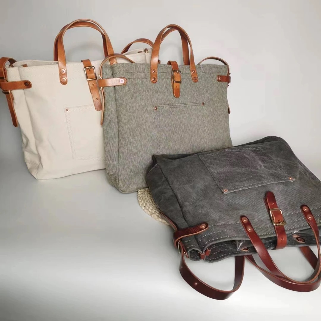 【金古道】头层牛皮配帆布时尚托特 男女通用休闲简约斜挎DG4007