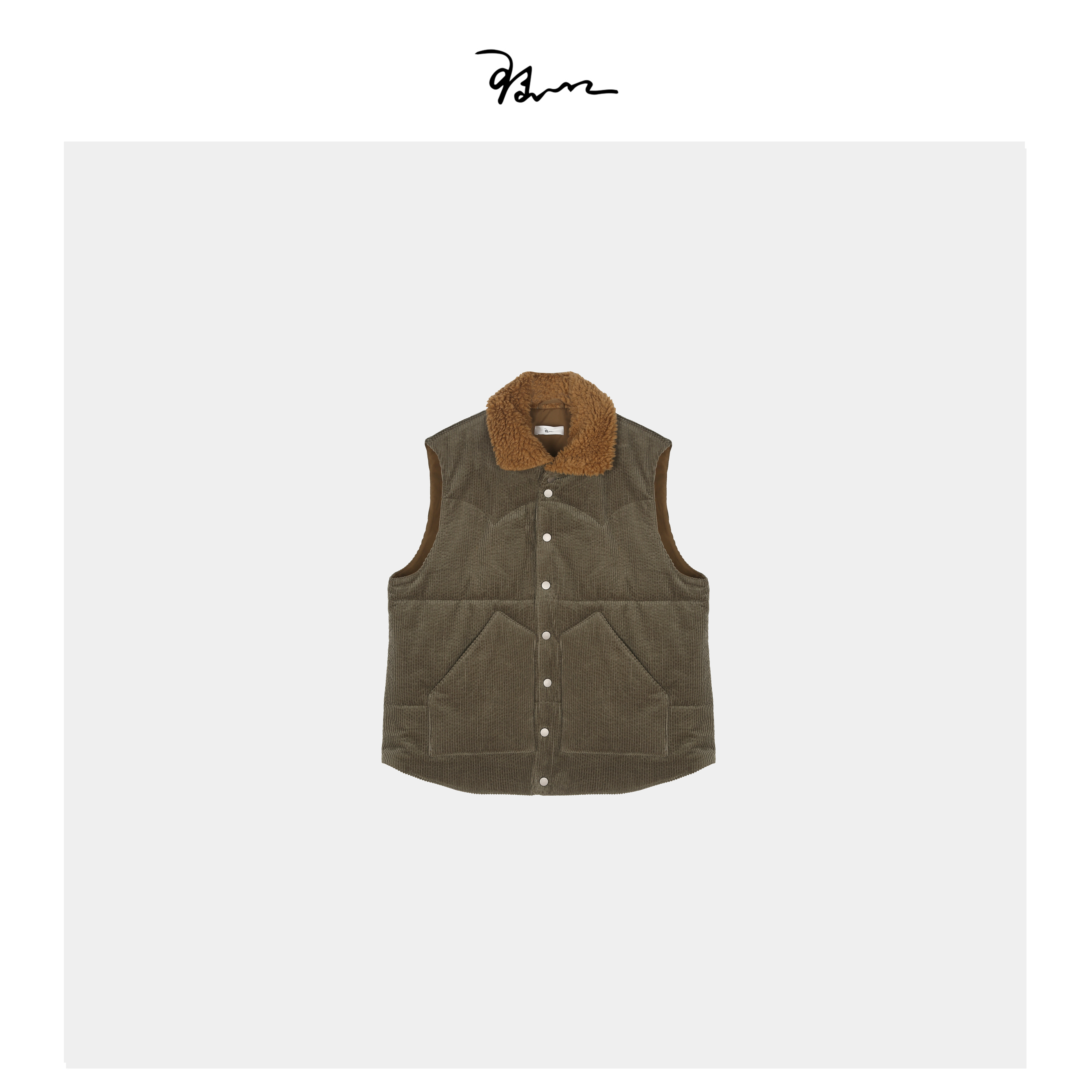 【萝青】陆一口女装定制厚实保暖复古灯芯绒3M棉羊羔毛领棉衣马甲