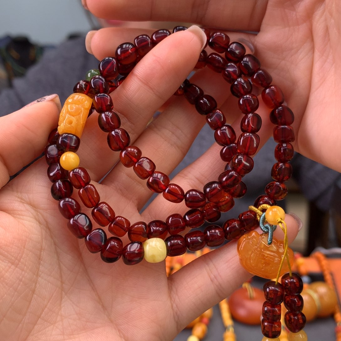 血珀手串未镶嵌天然