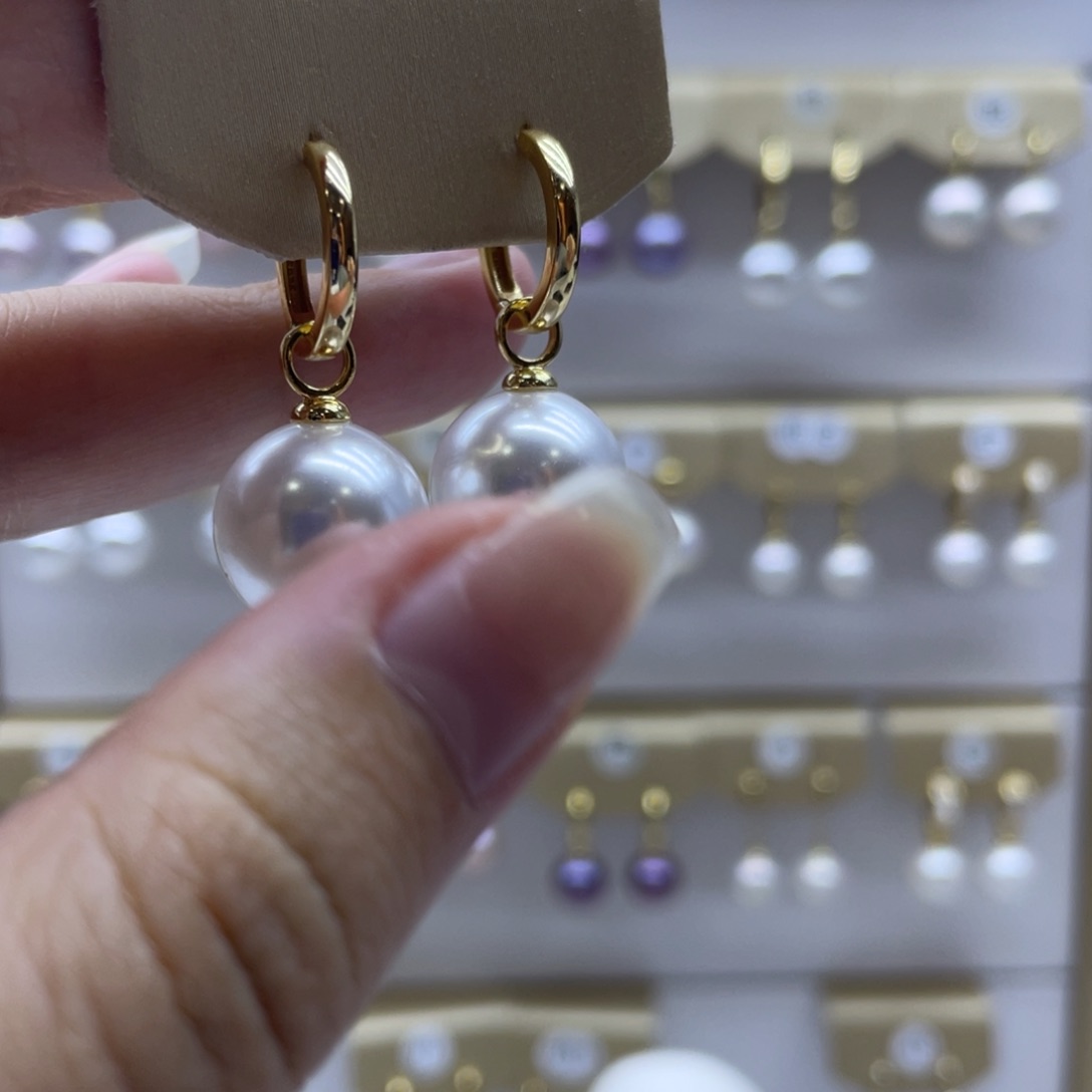 银S925镶嵌淡水珍珠耳饰