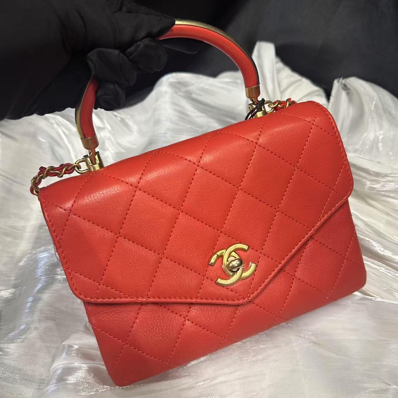 95新 Chanel/香奈儿 伦老板/95新/香奈儿红金邮差