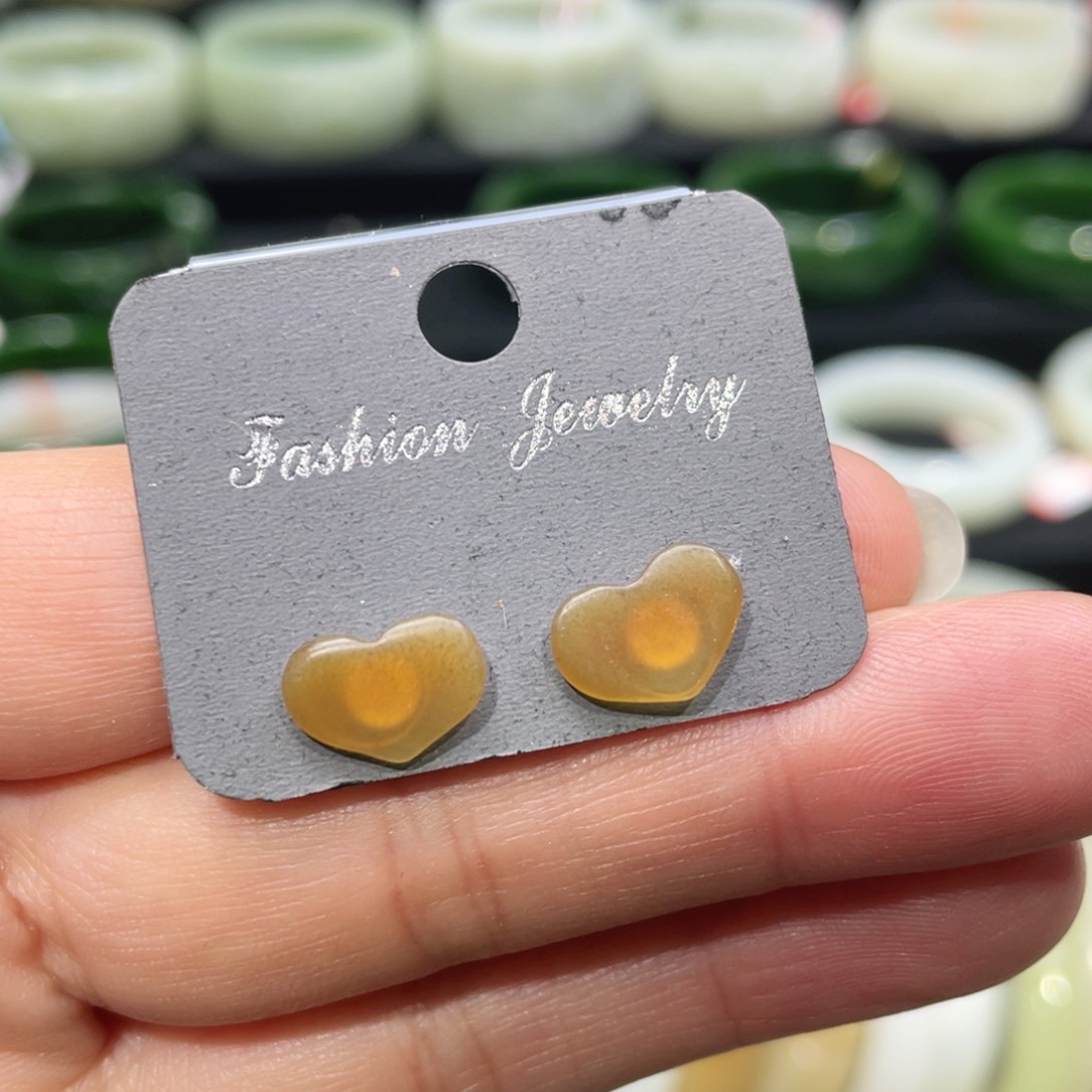 银S925镶嵌和田玉耳饰