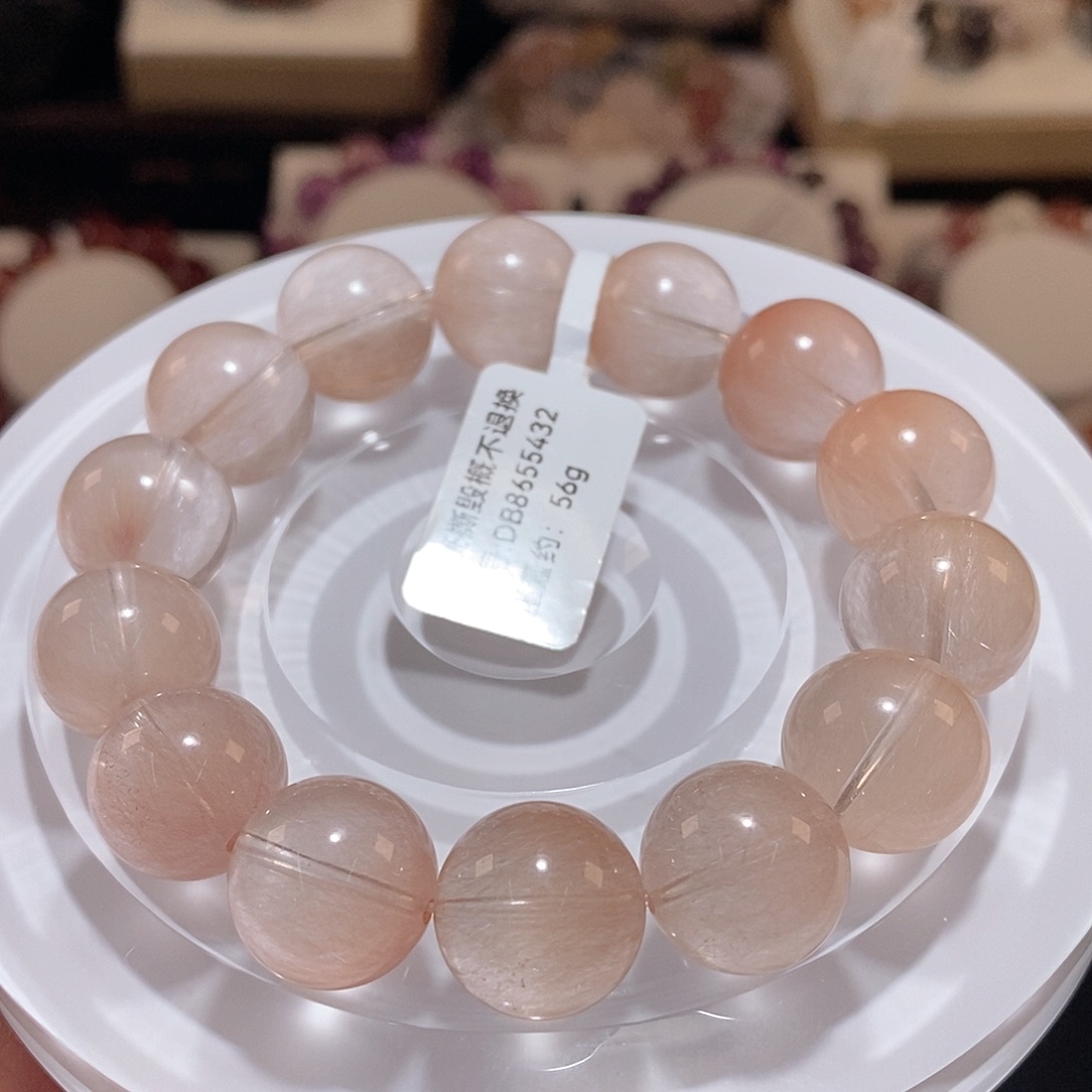 水晶手链未镶嵌F粉兔毛14.5