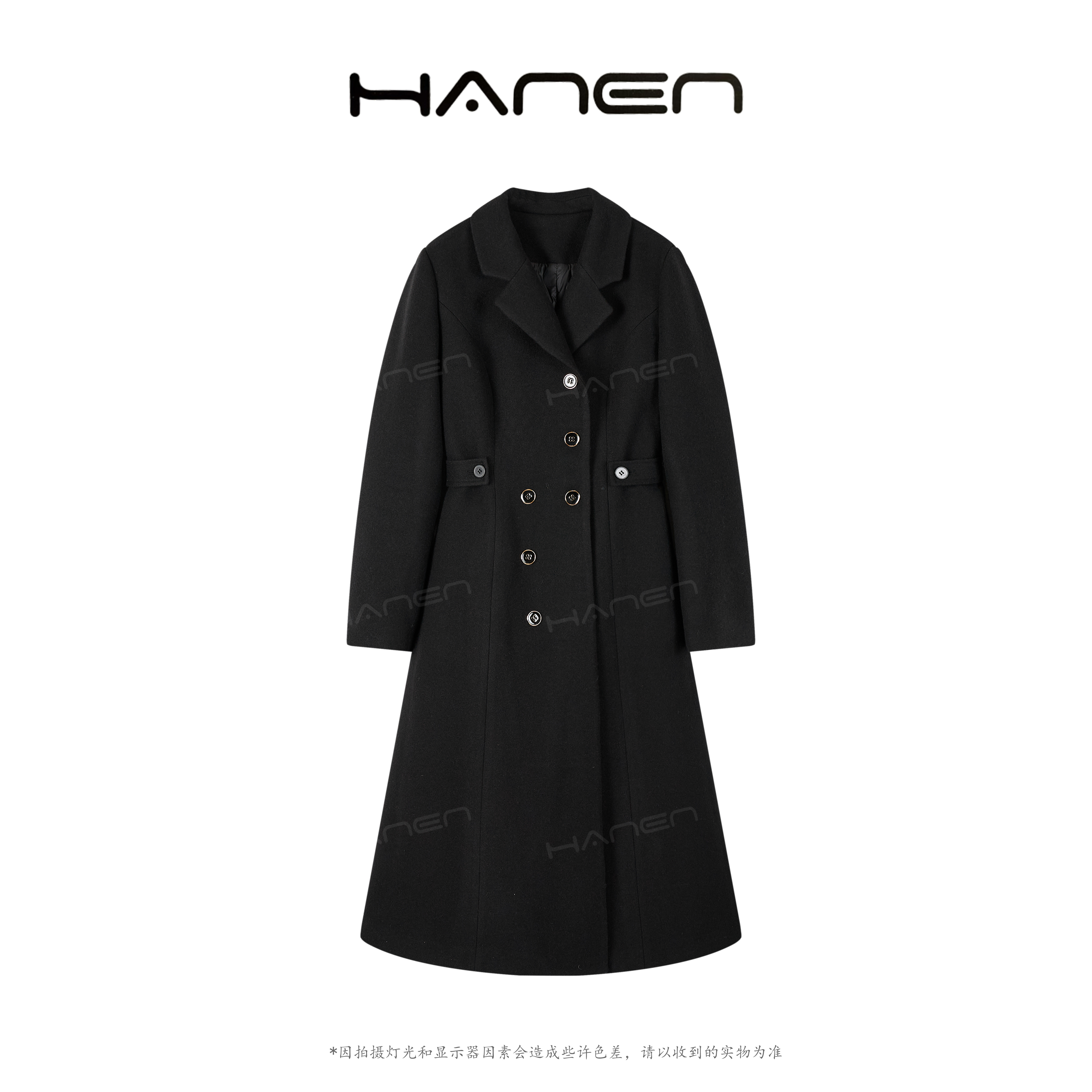 韩恩【QIANA】英伦假日 通勤气质收腰羽绒服长款毛呢外套qianw264