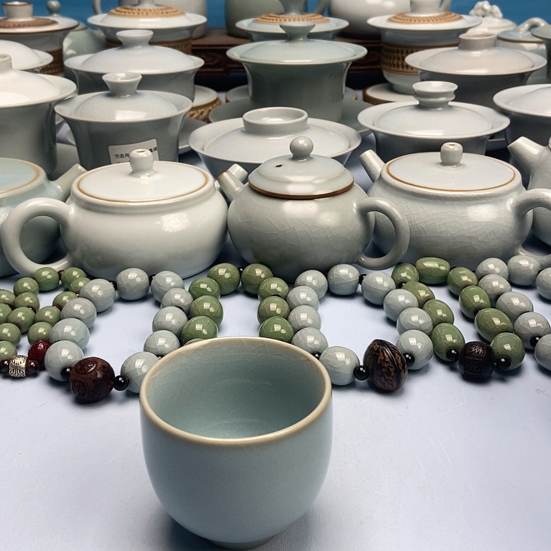 杯微瑕天青微蓝罗汗杯原矿原釉原产地