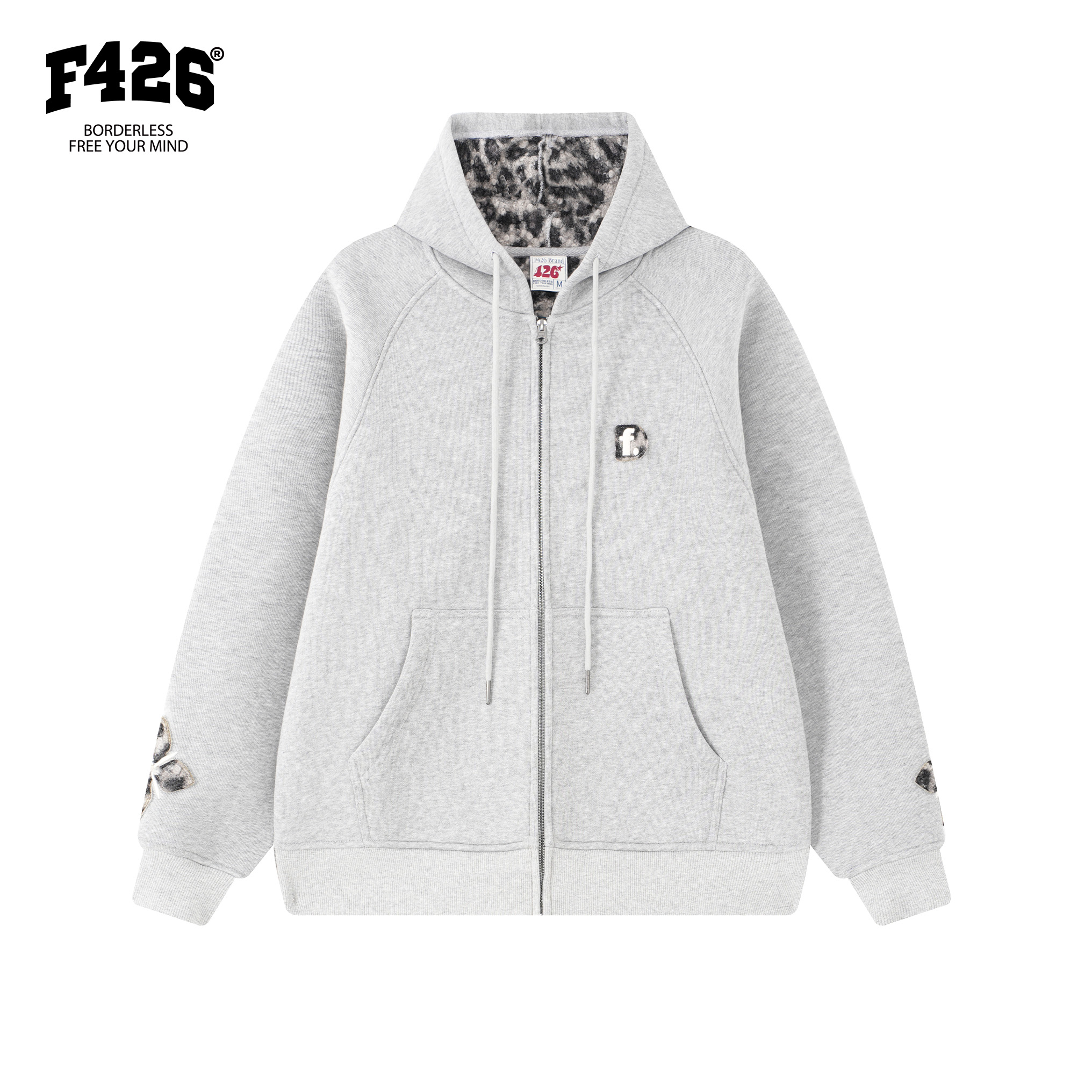 F426国潮加厚豹纹仿羊羔毛开衫卫衣0211