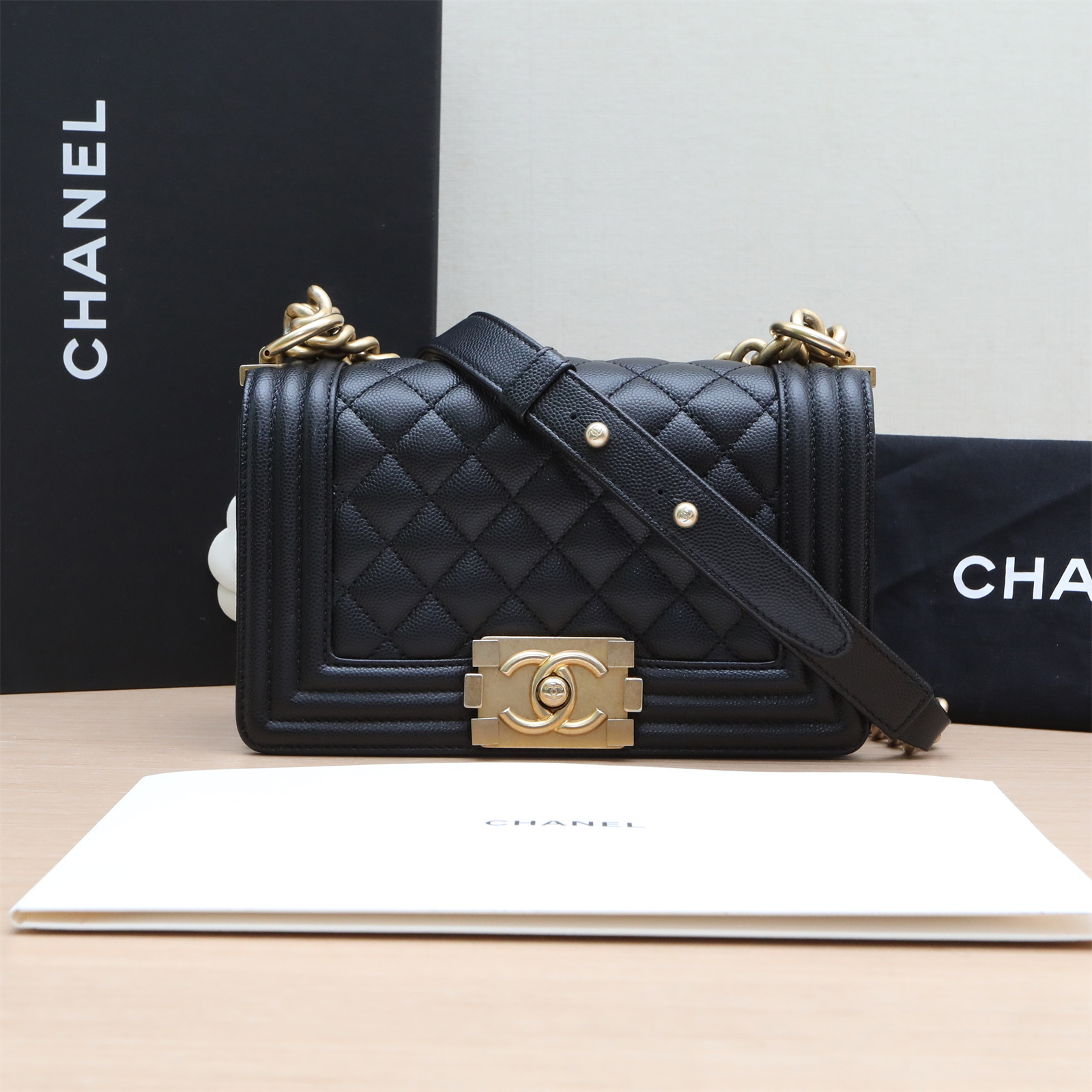 95新 Chanel/香奈儿 【双攀】Leboy 小号20.5cm 芯片 277386 斜挎包