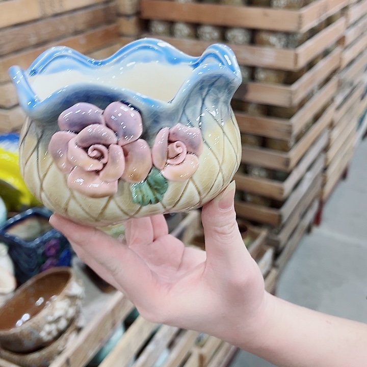 有孔，凑单福利满10元发货陶瓷多肉花盆！