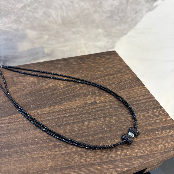 铜合金项链 双层蝴蝶结黑色项链XL3541