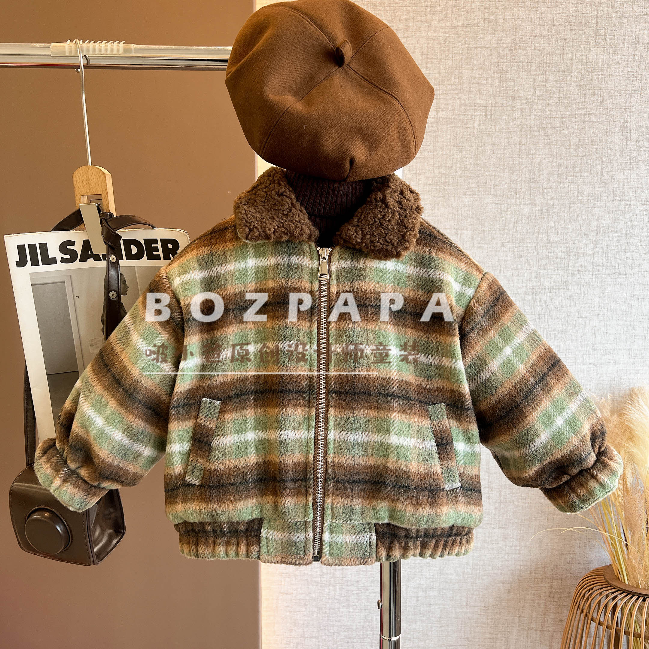 现货啵小爸【林深寻鹿】2025新款男童韩系下摆松紧毛毛内里棉服外套