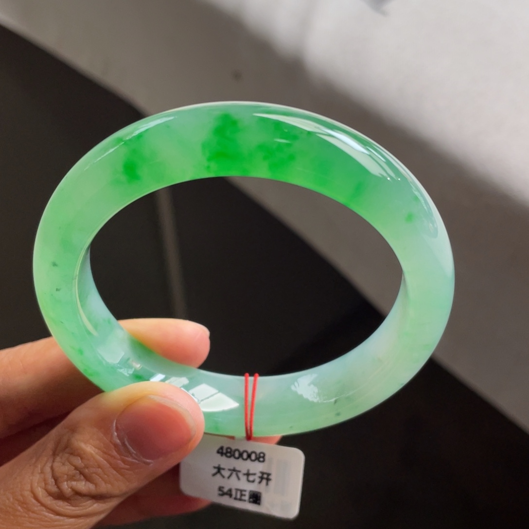 翡翠未镶嵌手镯冰胶满绿手镯（大六七开询价）