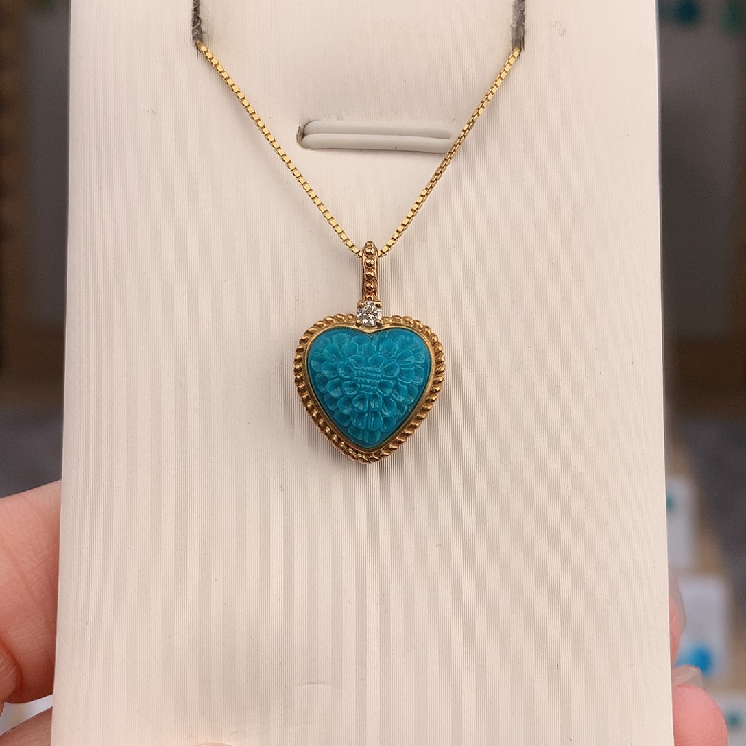 绿松石18K金镶嵌吊坠(不含链)