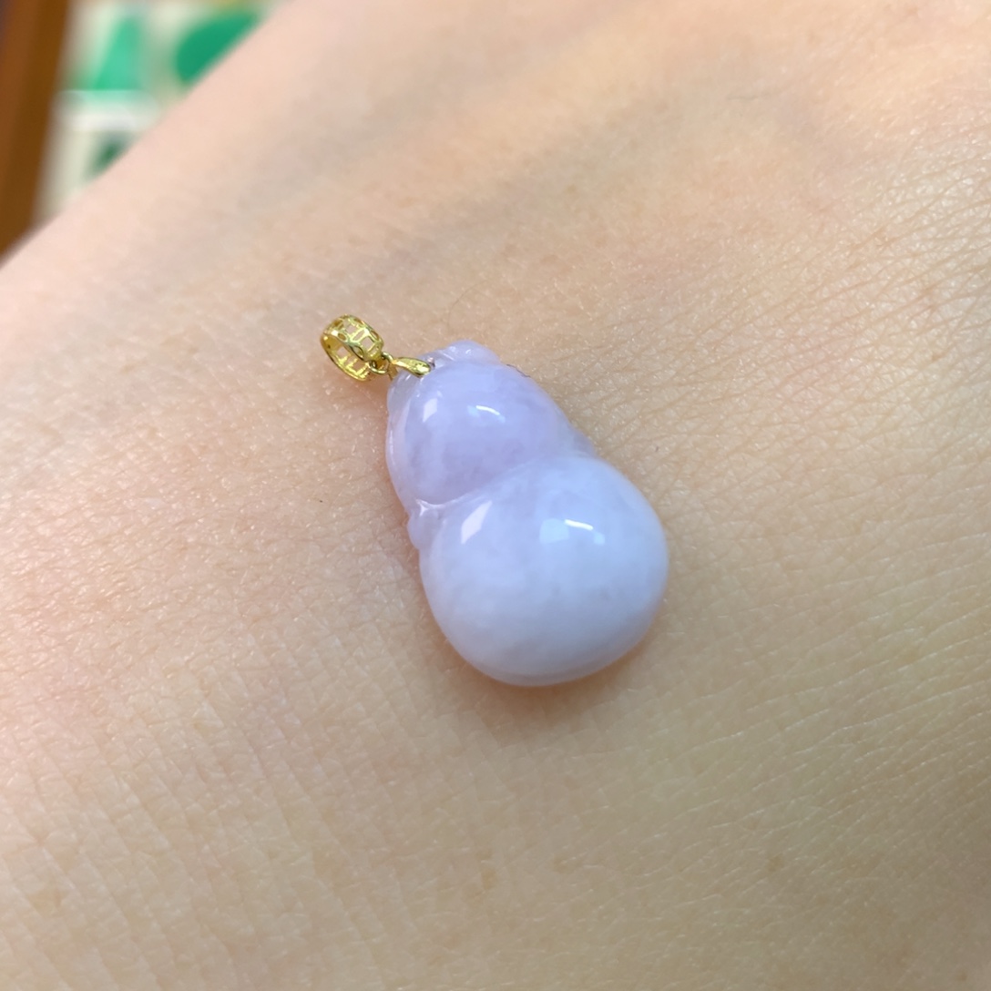 翡翠18K金镶嵌吊坠(不含链)有纹裂