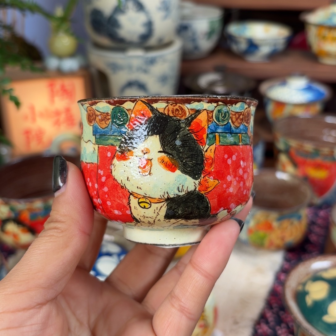 瓷迷糊老师新品猫咪杯497