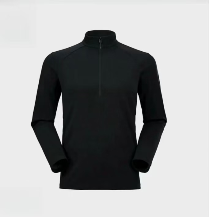 加绒款立领半拉链商务休闲户外打底长袖男装上衣T恤