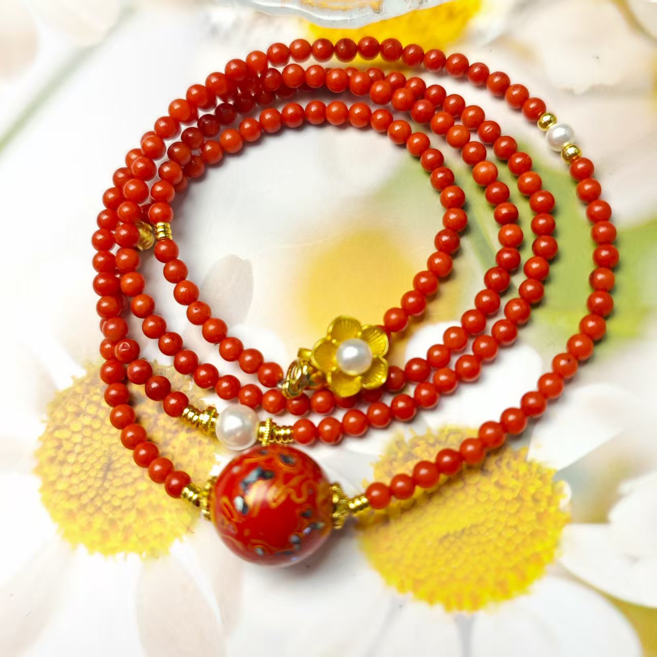 非金属木质项链 【海姑娘】红珊大漆珠项链4/16(多样发其一) XF343