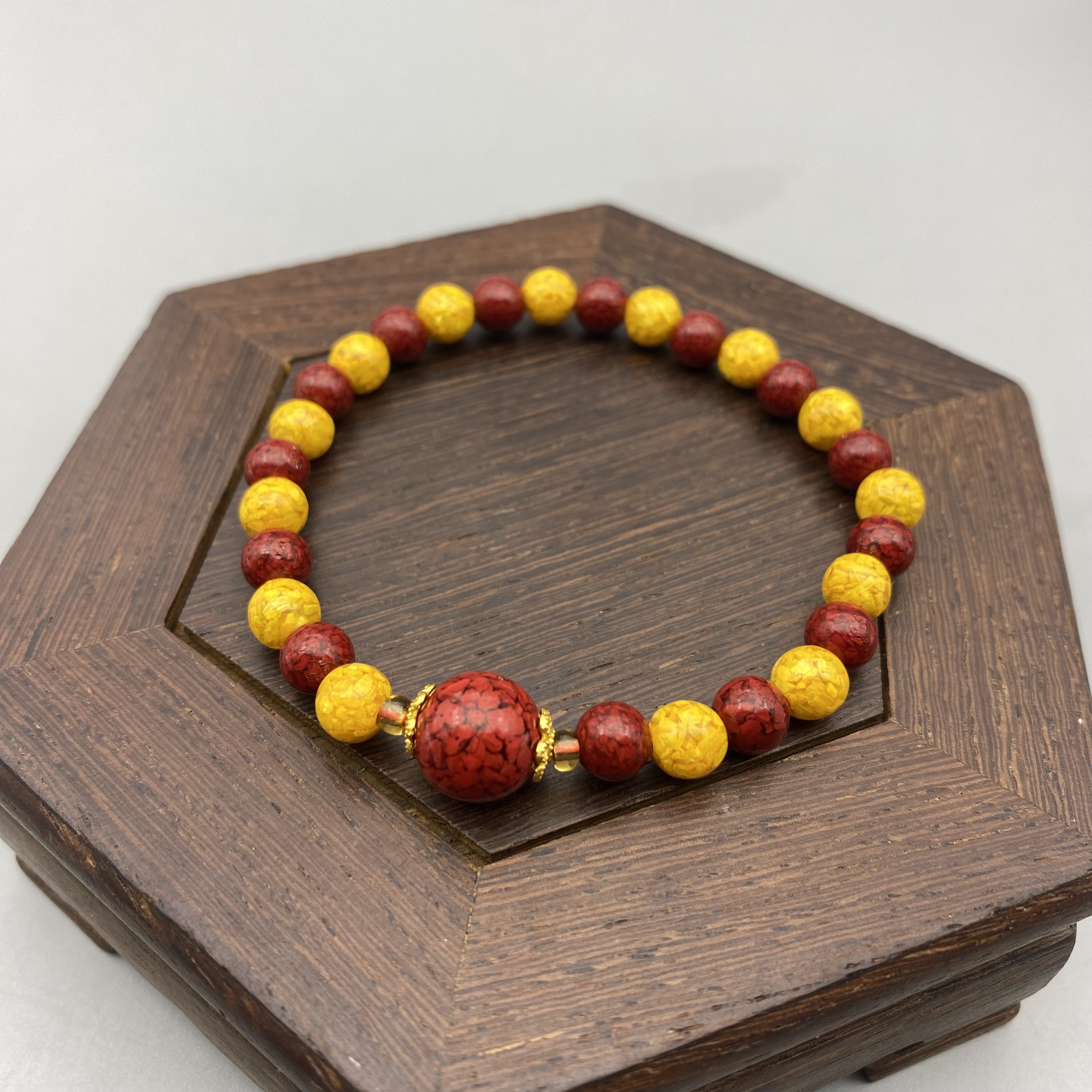 含辰砂工艺品JT353-6mm黄色搭配晶体创意手串