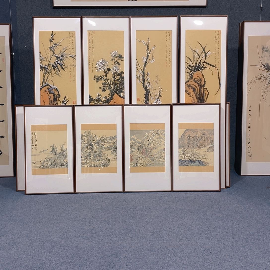 国画手绘作品带框