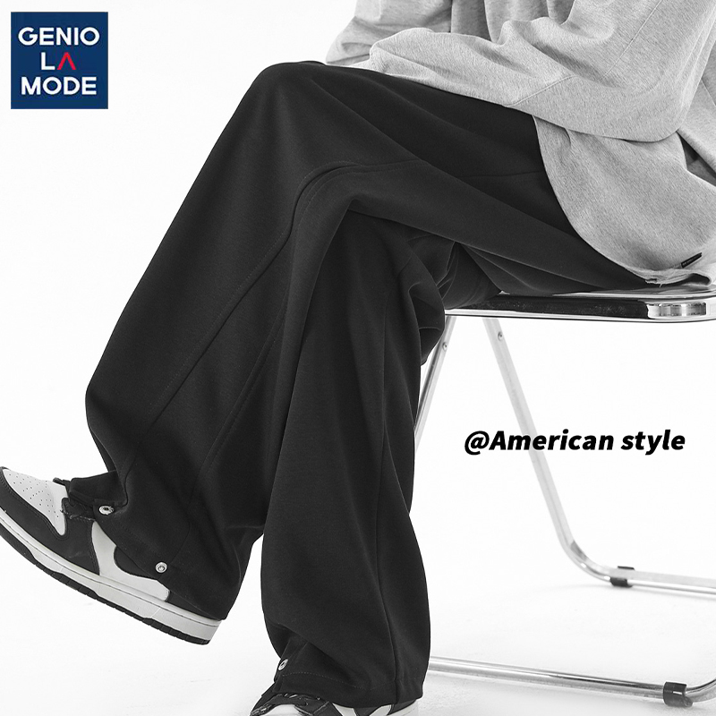 GENIO LAMODE纯色休闲裤男士春季新款潮牌宽松简约百搭垂感长裤子