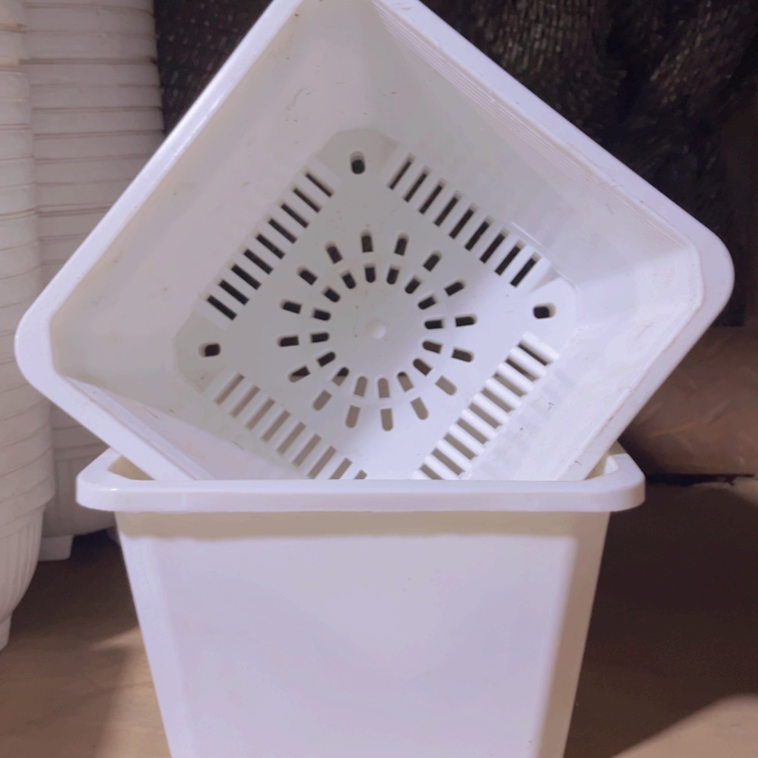 塑料18公分白方盆10个 