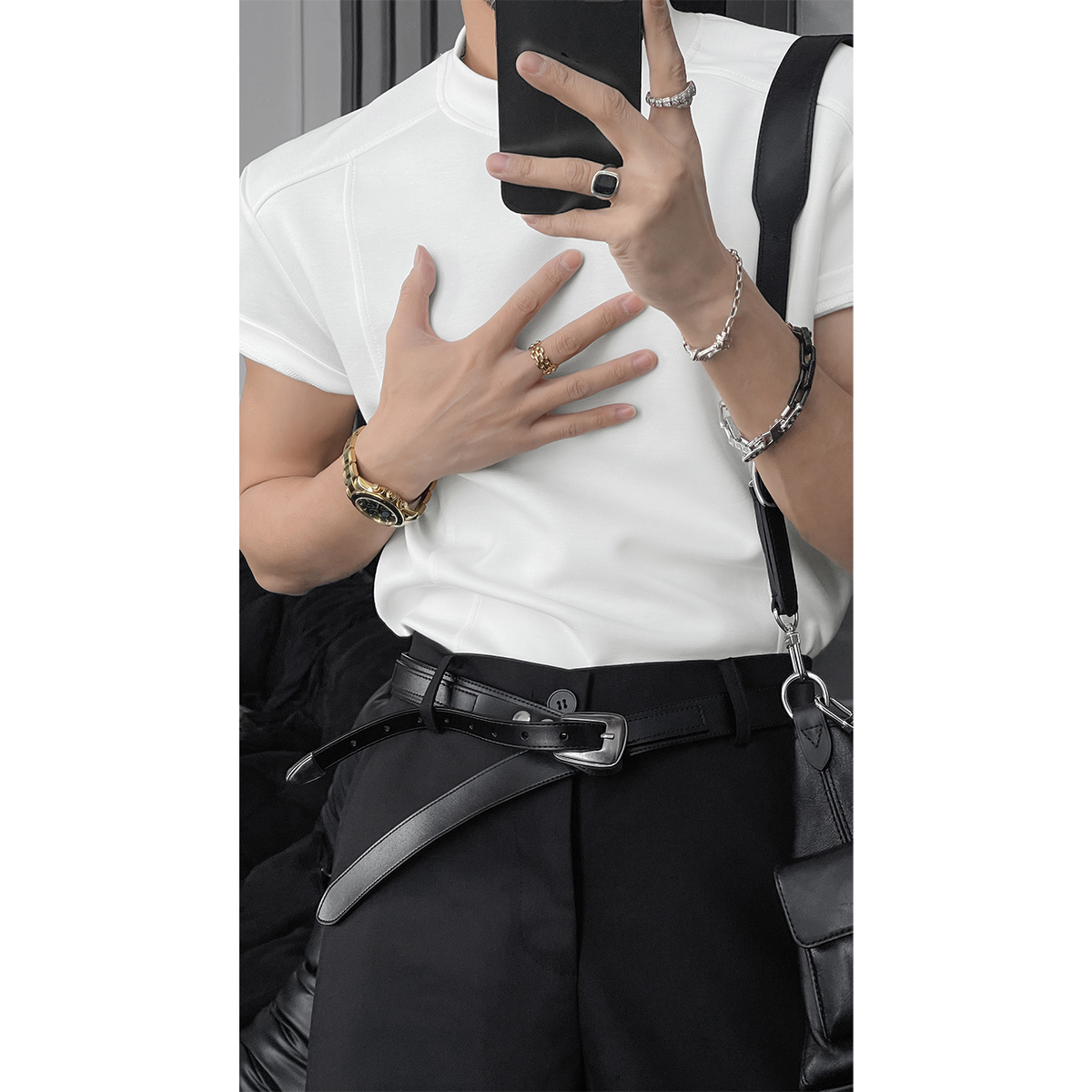 夏季新款潮流美式简约休闲高级感正肩运动百搭圆领短袖T恤