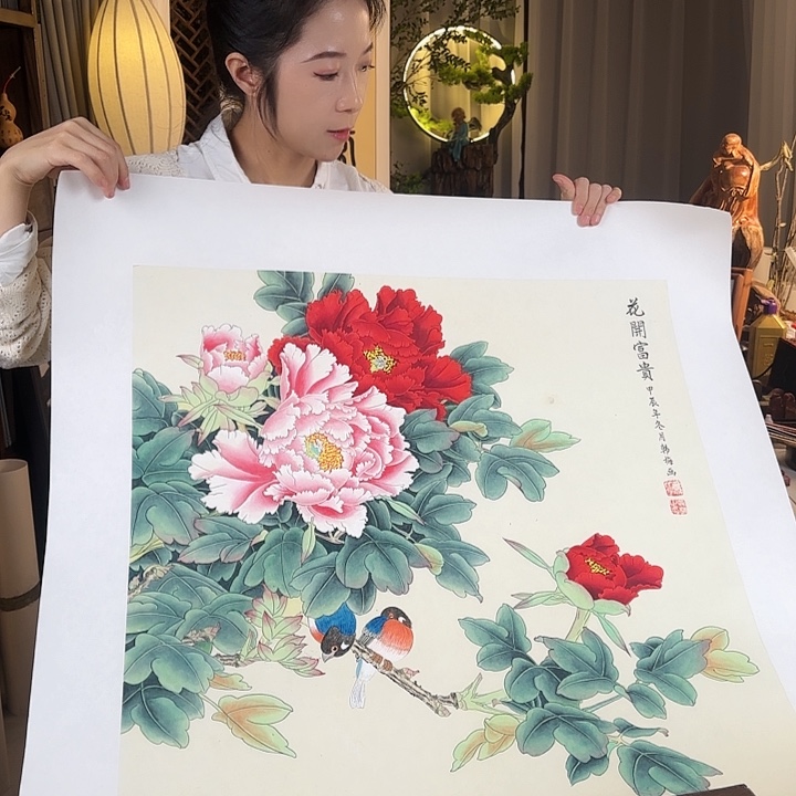 书法韩梅老师工笔画牡丹